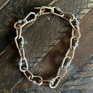 NWOT AllSaints Chunky Carabiner Link Toggle Necklace, Mixed Metal, Gold / Silver